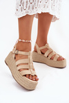 Dámské Sandály S Pásky A Pleteninou Béžové Pardauss