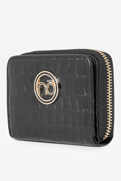 Dámska peňaženka z prírodnej kože so zvieracím vzorom Malá Nobo NPUR-LR0020-C020 Čierna