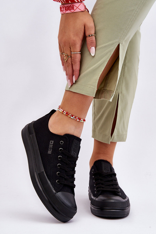 Veľká hviezda LL274967 Čierne tenisky s nízkym drscom