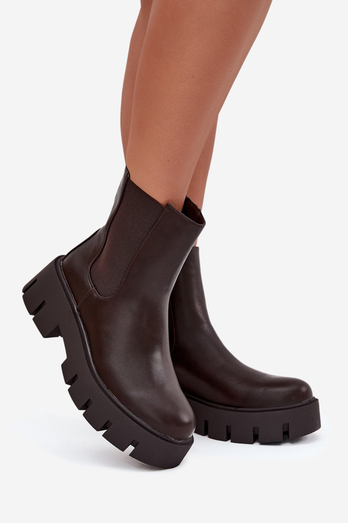 Dámské šněrovací boty Fivienne teplé ekologická kůže tmavě hnědé