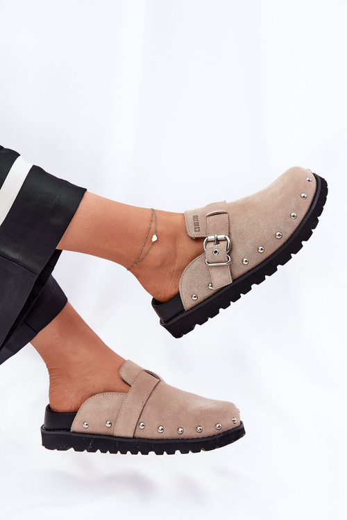 Semišové Pantofle Dámské Na Platformě Big Star RR274A376 Béžové