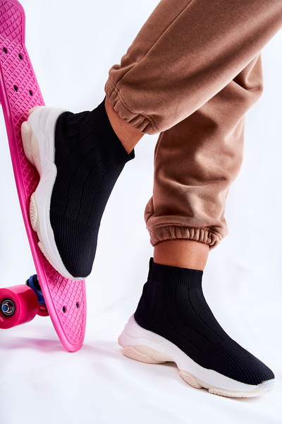 Dámské vysoké látkové sportovní boty černé Nolly