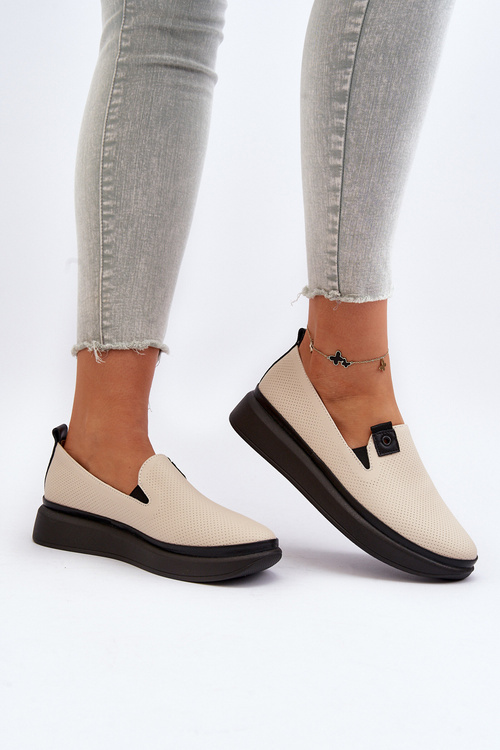 Dámské Kožené Espadrily Na Platformě Beige Tigera
