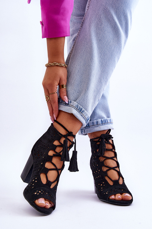 Black Lettya Openwork topánky