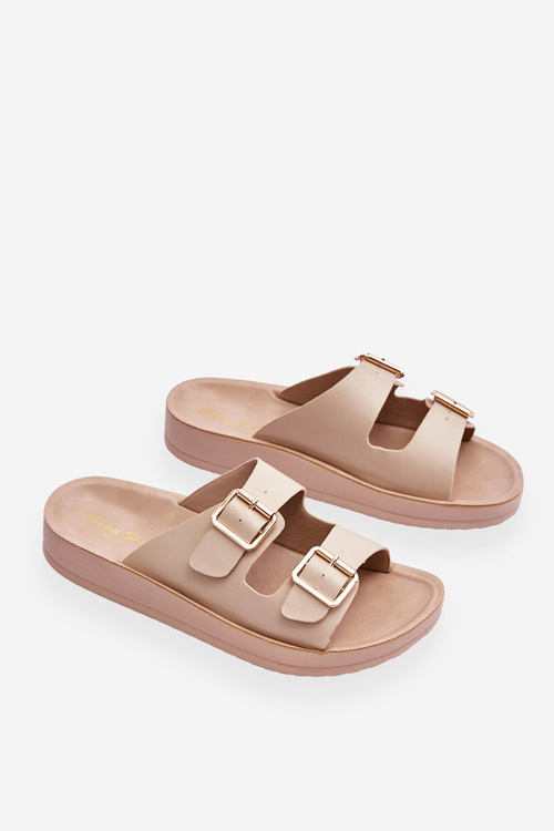 Dámské pantofle na platformě s pruhy Béžové Clever