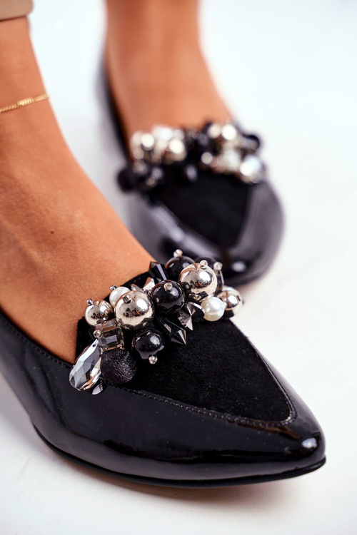 Dámské Baleríny Laura Messi Kožené Černé 2157