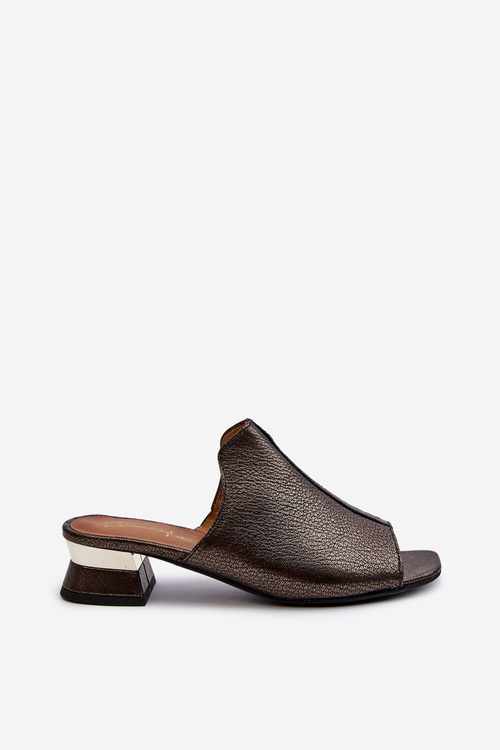 Elegantné Dámske Kožené Šľapky S Nízkym Podpätkom Maciejka 06360-20 Grafitové