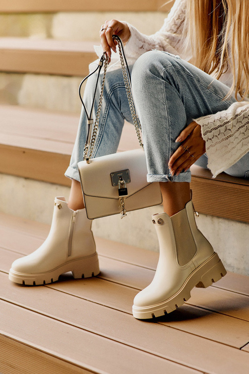 Jodhpur Boots Dámske kožené topánky s dekoráciami Svetelná béžová lobby