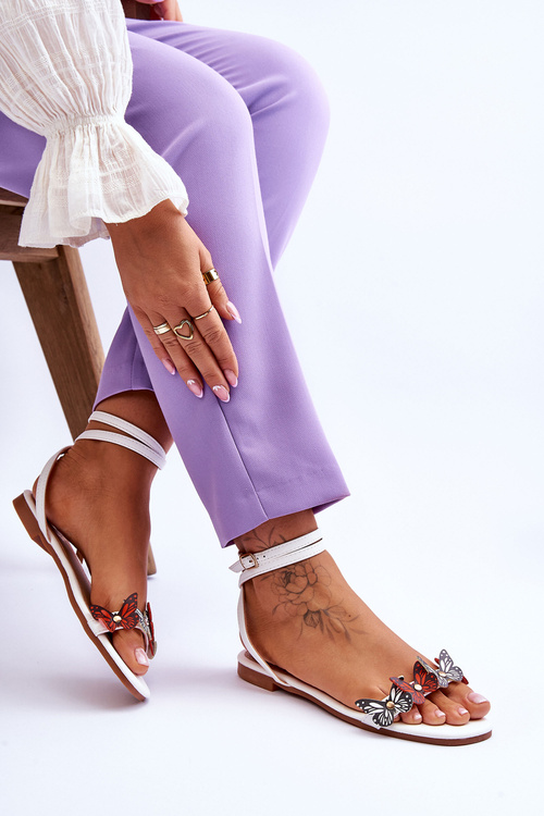 Dámské sandály s ozdobnými motýlky Bílé Jeane