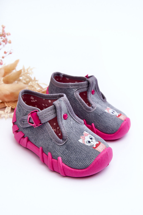 Papcie topánky Befado Cats 110p480 Gray-ružové