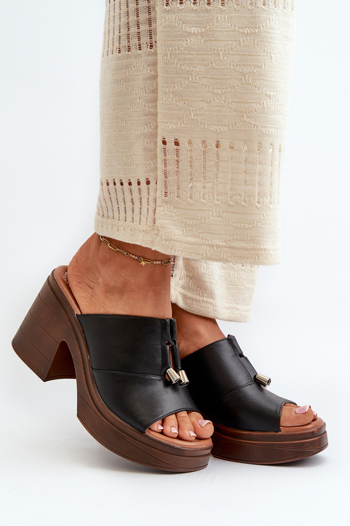 Dámské sandály z eko kůže na platformě a klínu černé Dafira