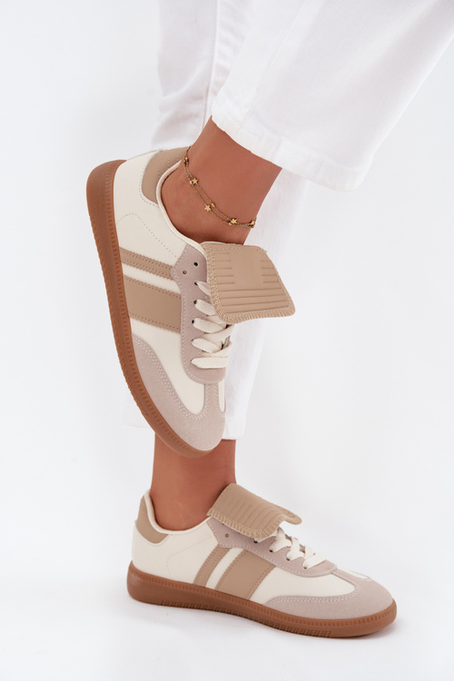 Nízké dámské tenisky s ohrnutým jazykem béžové Ardira