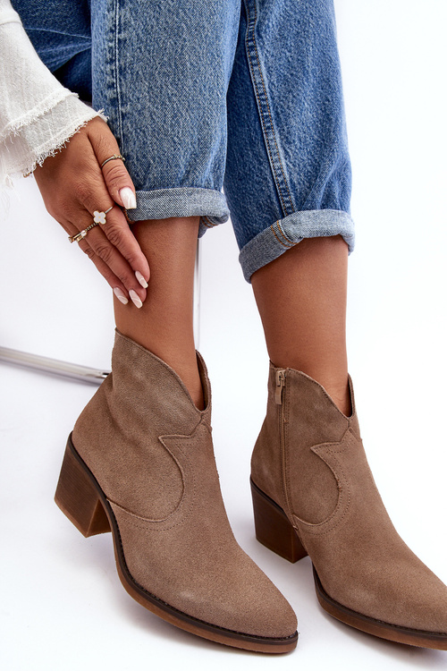 Kůže Boty Cowboy Na Zip D&A SN622-29 Tmavě Hnědé