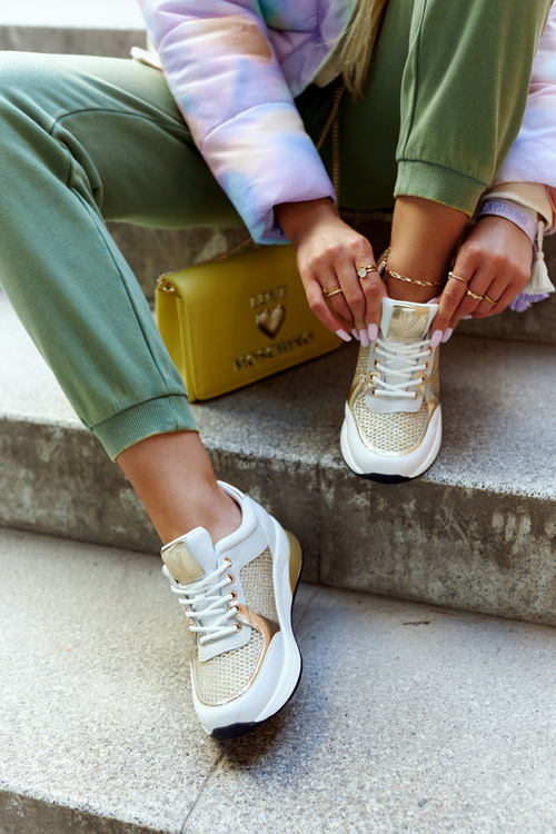 Módní sportovní obuv Dámské tenisky Bílá a zlatá Danielle