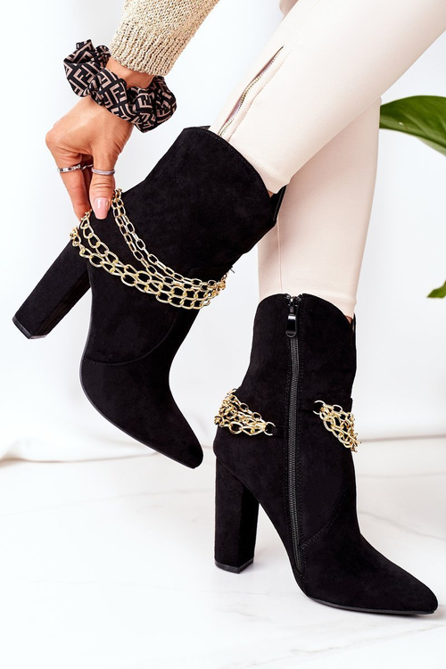 Teplé Boty Na Podpatku Černé Good Impression