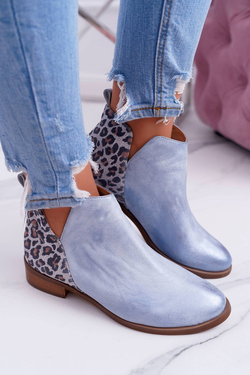 Dámske ploché topánky, jarné kožené modré šialenstvo