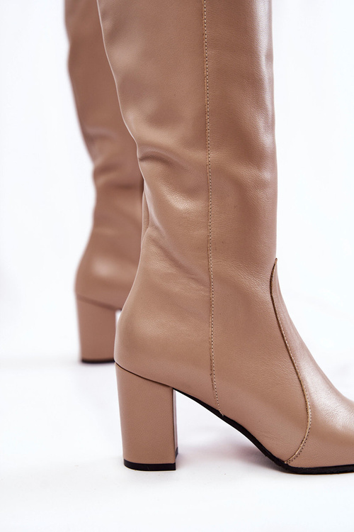 Dámské kožené boty Laura Messi Béžove 1415