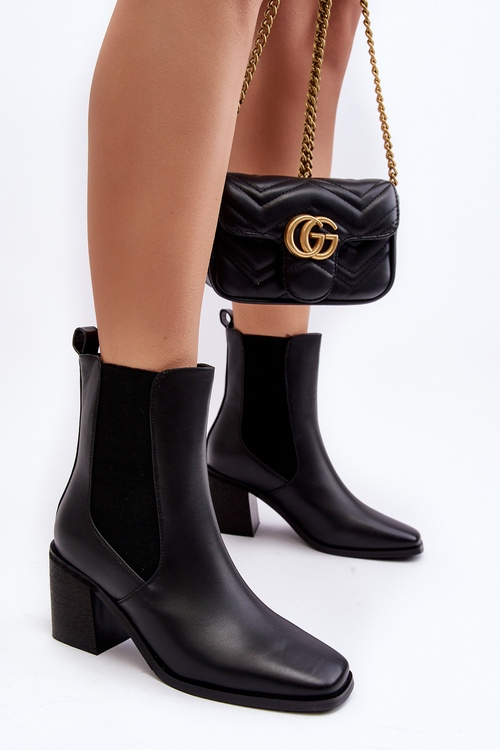 Dámské kotníčkové boty na podpatku černé Creazza