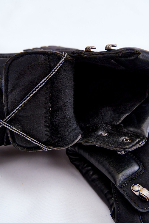 Dámské zateplené traperské boty na šněrování černé Halfway