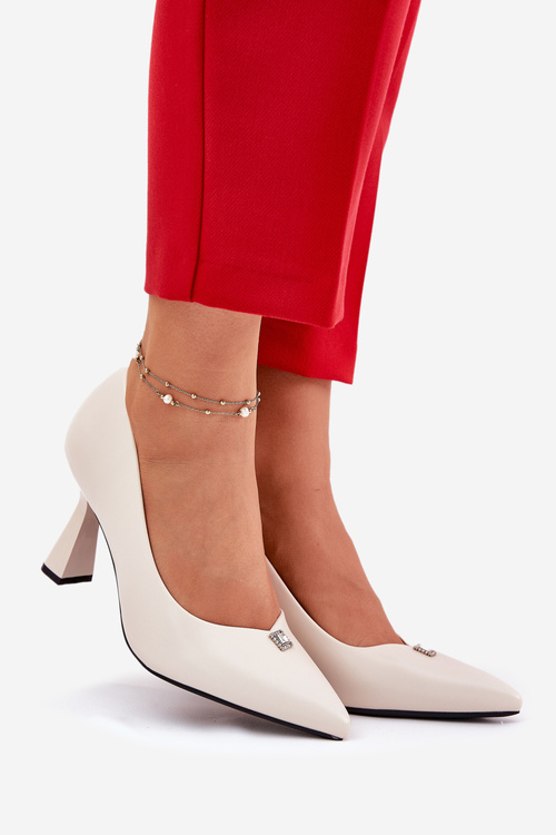 Elegantní Lodičky Na Rozšiřující Se Špici Vinceza 62222 Béžové