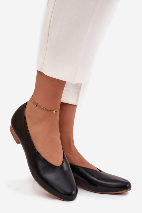 Dámské baleríny z eko kůže na ploché podrážce Černé Olyssia