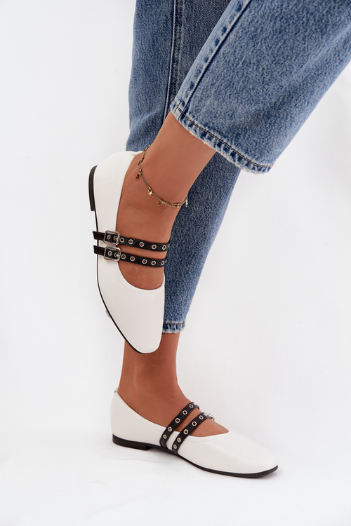 Dámské Baleríny S Paskami Bílé Deliora