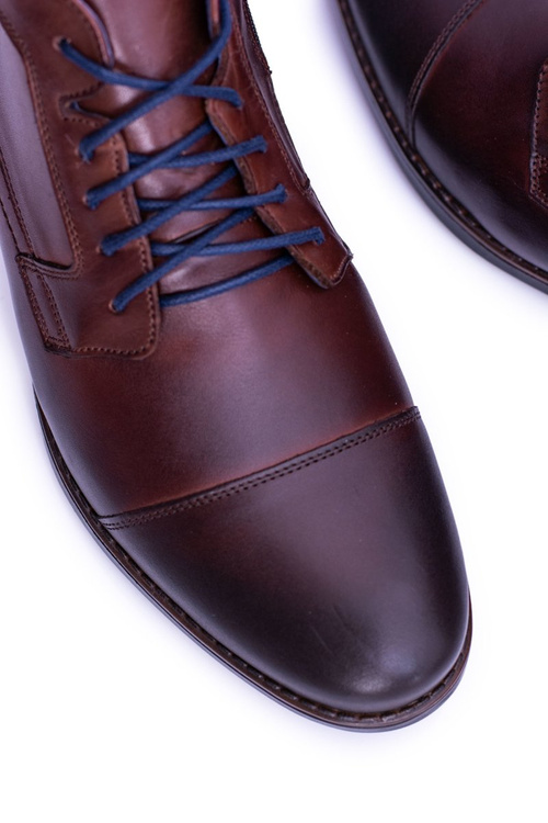 Hnědé kožené Pánské vysoké boty s posuvníkem Gregory