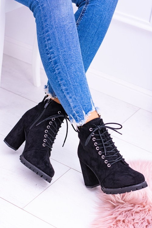 Lu Boo Black Suede topánky na stĺpe Halsey Rinestant