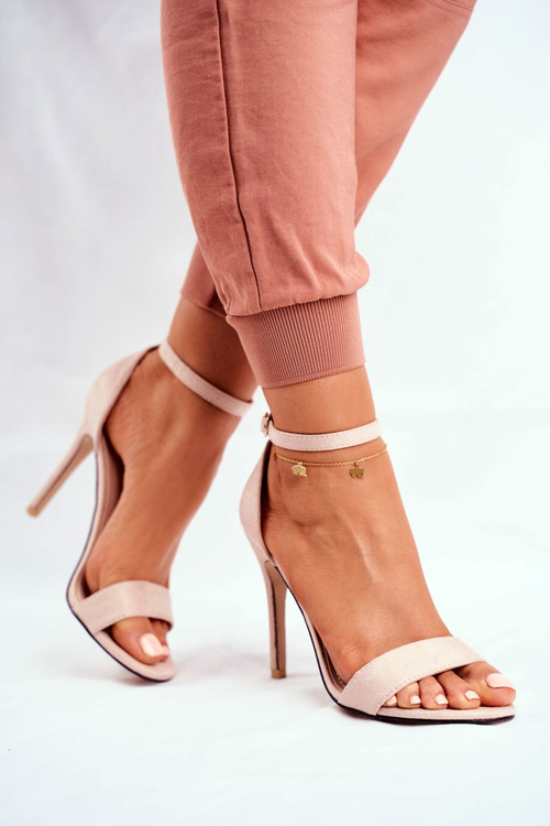 Semišové Sandály Na Podpatku Béžové Liberty