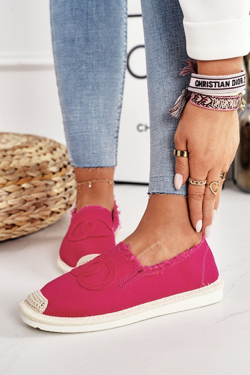 Klasické ženské espadrilles fuksia flaure