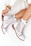 Prolamované Kožené Boty Nicole 2627 Bílé