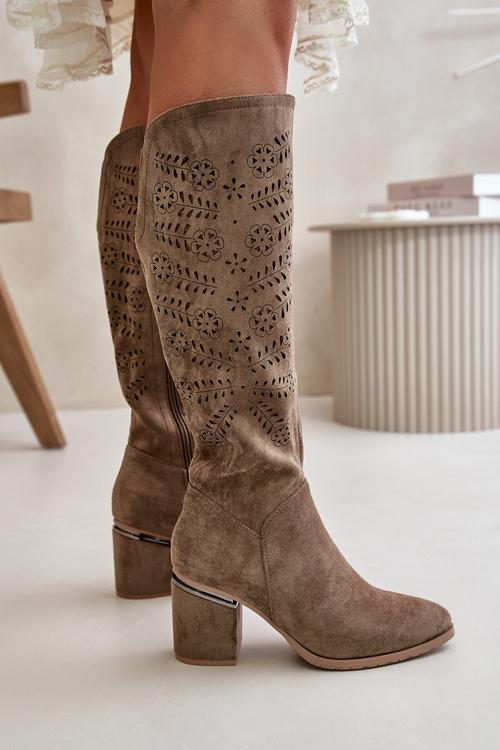 Dámské lodičky Na Platformě Z Eko Zamszu Vinceza 16443 Tmavě Bežové