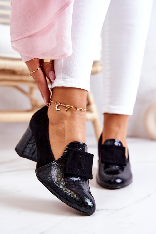 Semišové hadie čerpadlá čierna diana