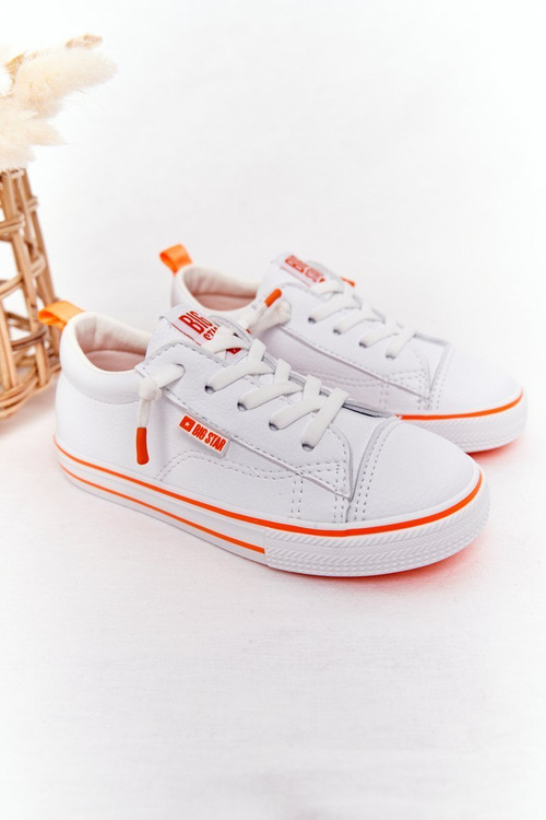 Dětské Kožené Tenisky BIG STAR HH374036 Bílé-Oranžové