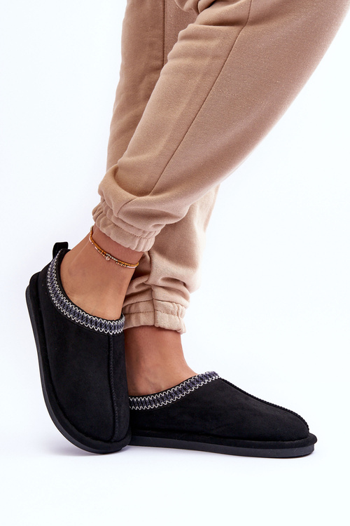 Dámské semišové Papuče s kožešinou Černá Polinna
