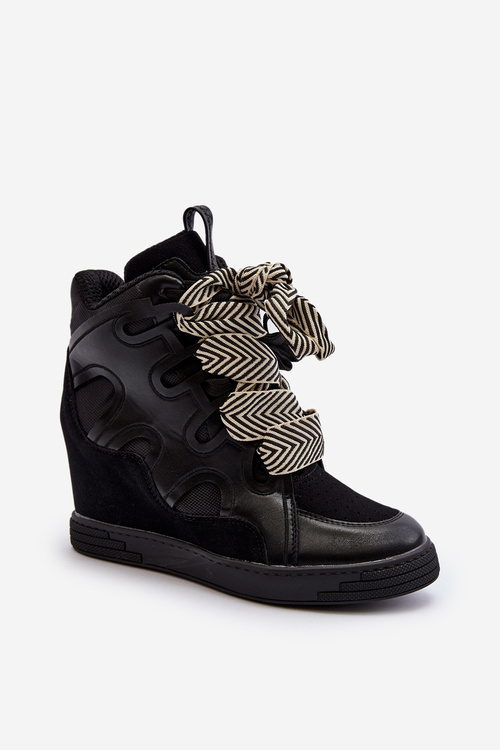 Dámske tenisky na klinu čierne Leoppa