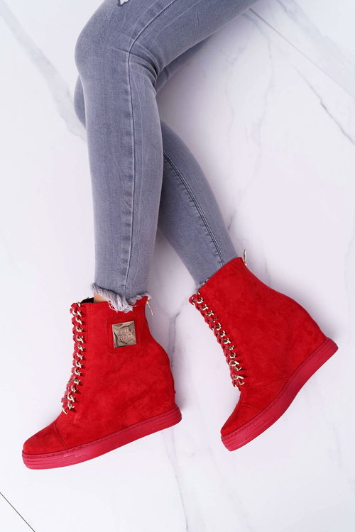 Dámske tenisky Lu Boo s reťazami Suede Red Monica