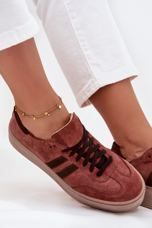 Dámské semišové tenisky na platformě Zazoo N1068S2 Hnědé