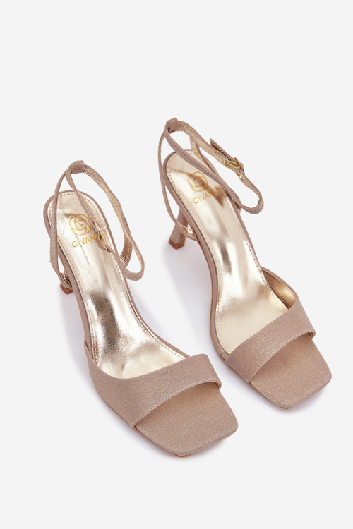 Dámske sandále na opätku s glitrami zlaté Brisora