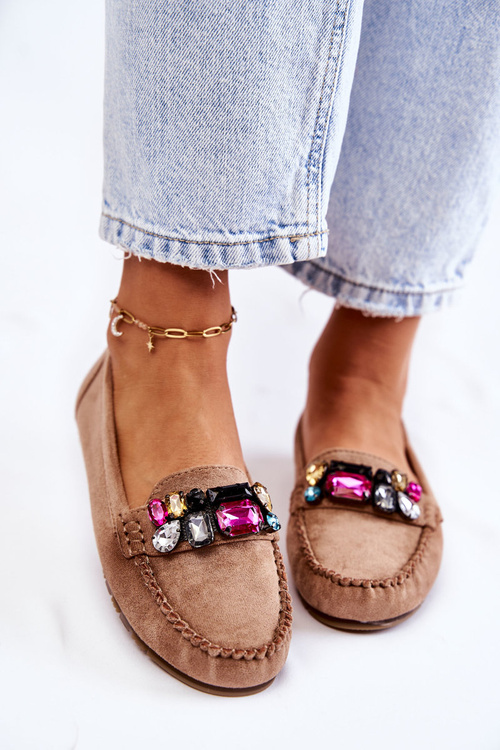 Dámské semišové mokasíny se zdobením béžové Janetta