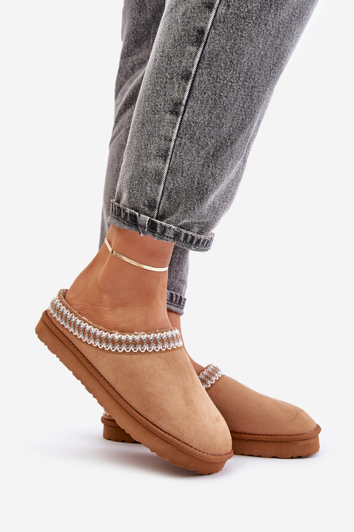 Pohodlná domácí obuv papuče s výšivkou dámske Inblu FX000021 Camel