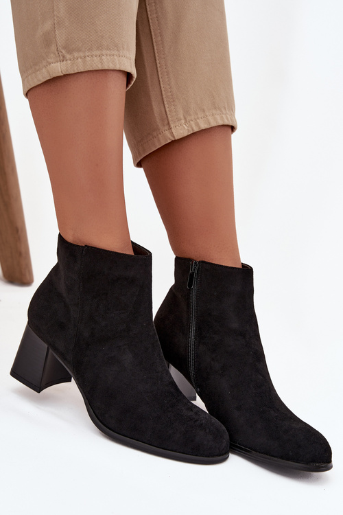 Dámské kotníkové boty na podpatku Eko semiš Černé Marilou