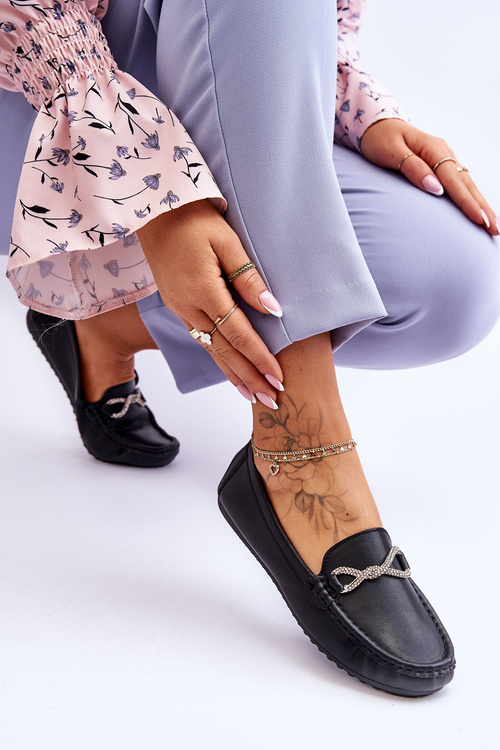 Dámské nazouvací mokasíny se třpytivým zdobením černá This Moment