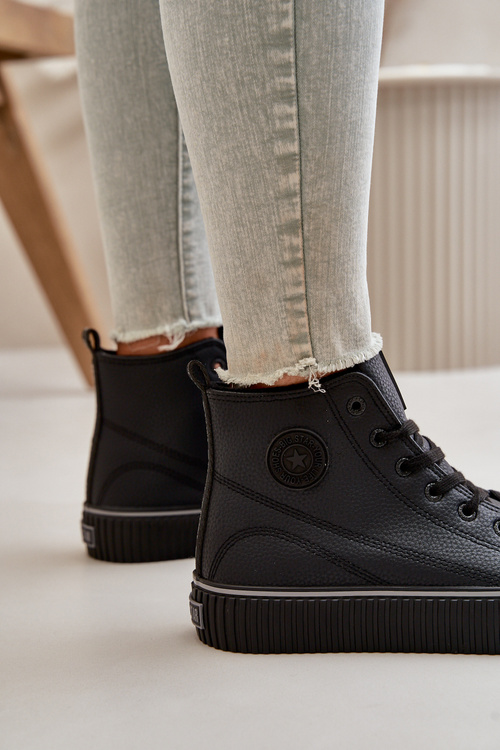 Dámské Zateplené Tenisky Z Eko Kůže Big Star OO274790 Černé