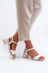 Dámské sandály na podpatku z ekokože bílé Leisha