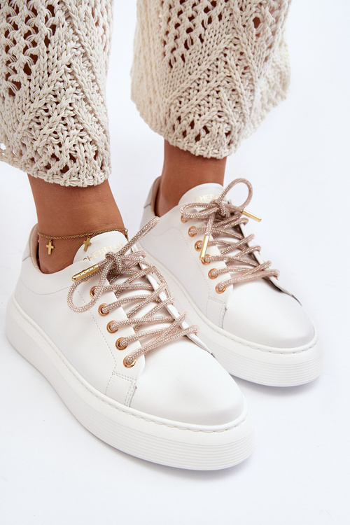 Kožené dámské sportovní boty CheBello 4362 bílé