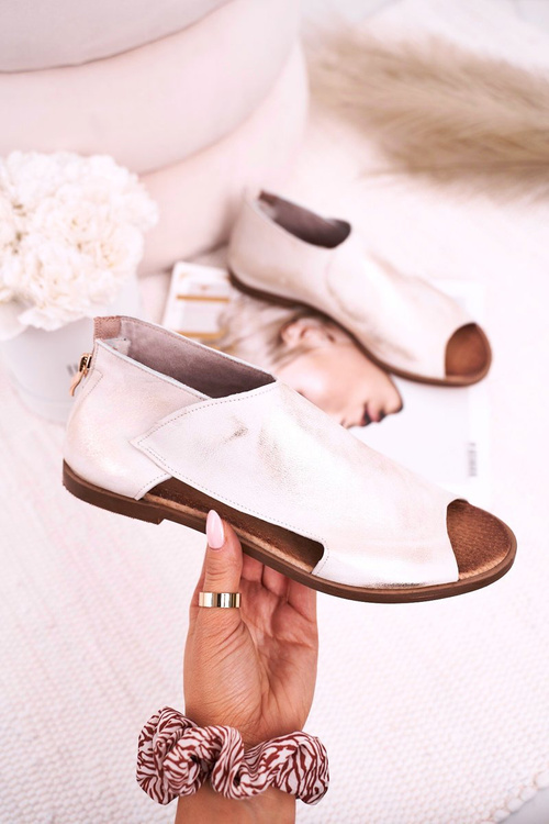 Dámské Kožené Sandály Nicole 2622 Bílé Kovové