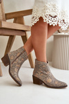 Dámské Krajkové Botky Na Zip Zvířecí Vzor Zlaté Merisine