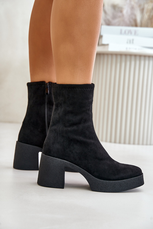 Dámské Botky Na Platformě A Masivním Podpatku S.Barski HY42-739 Černé