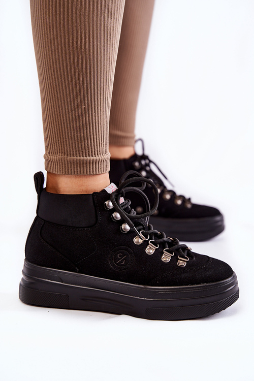 Topánky krížové džínsy KK2R4074C Čierne topánky